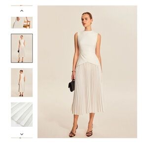 Sleeveless white pleated dress NWT